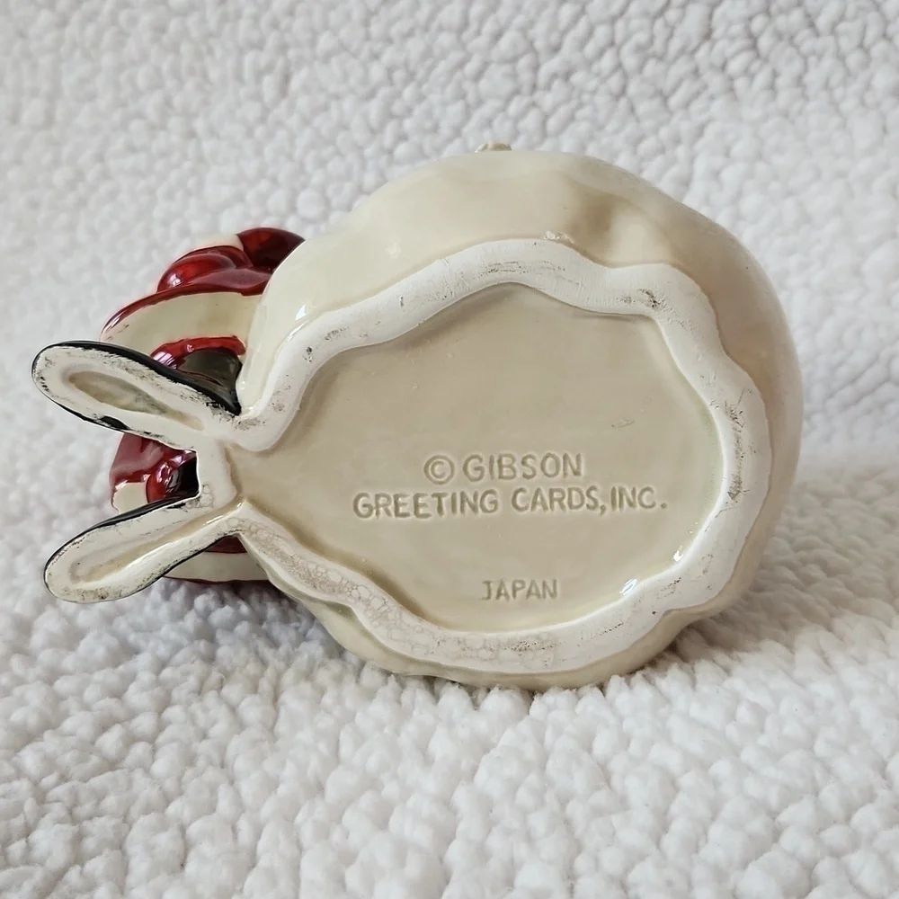 Vintage Gibson Greeting cards, ceramic Santa candy/ candle dish